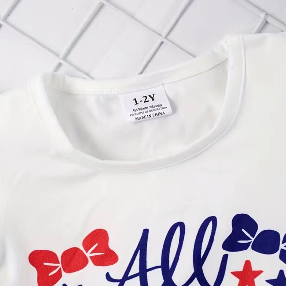 2pc Toddler Girl Independence Day Outfit with Ruffled Sleeves - Picture 4 of 5